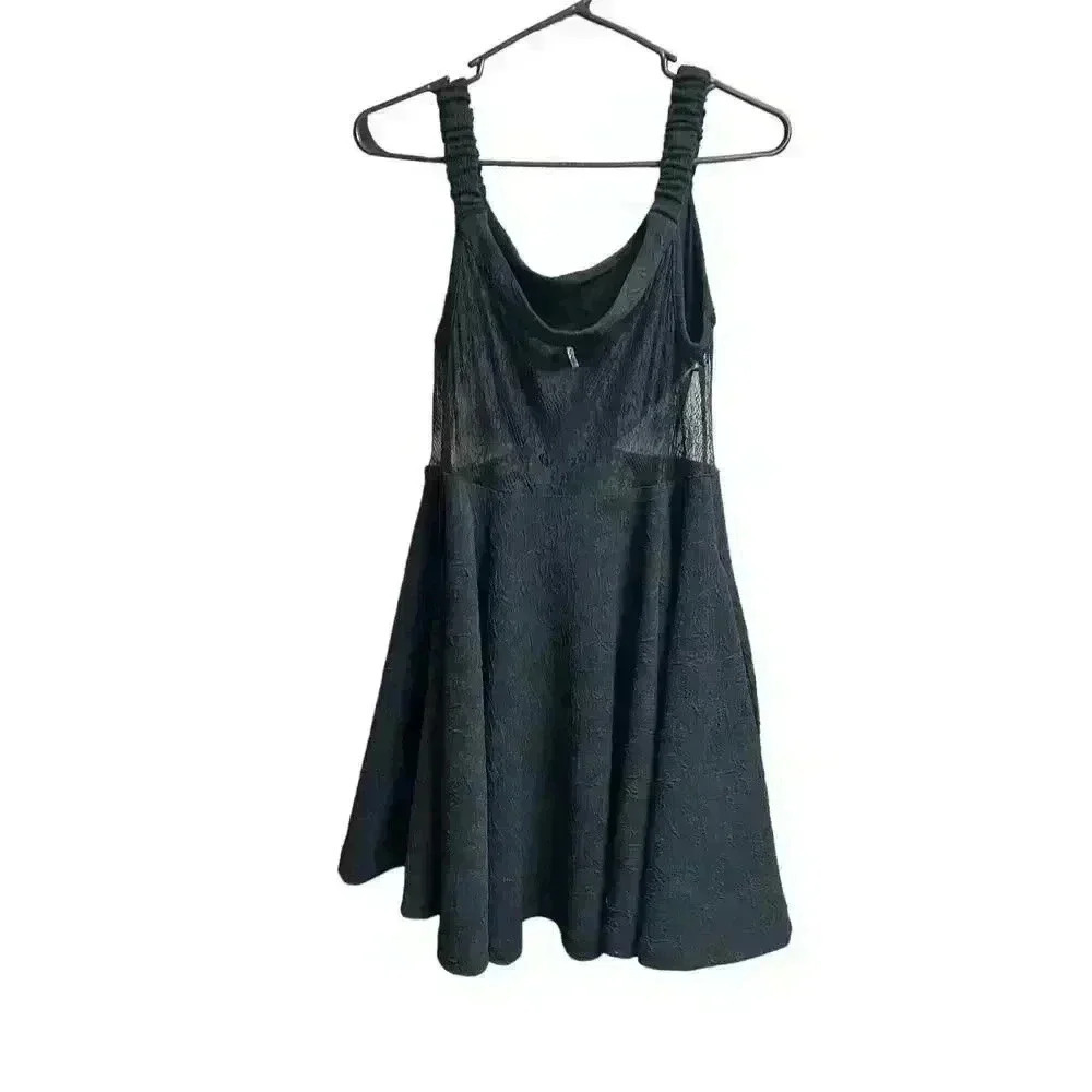 Free People Brooklyn Lace Mini Dress Black Stretchy Straps Medium - Picture 11 of 11